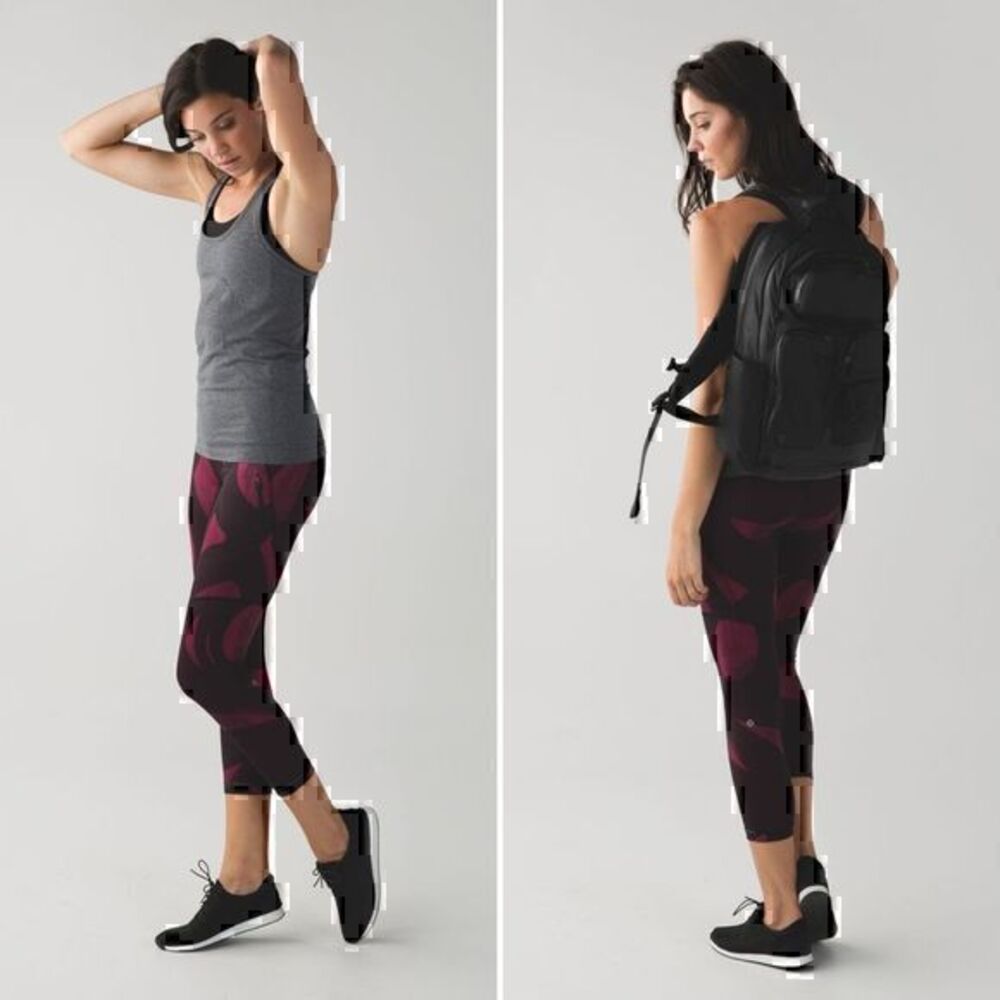 Lululemon All Sport Crop in Back Spin Stroke Dashing Purple Black